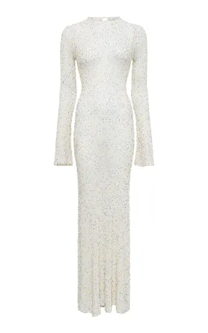 Chandra Knit Maxi Dress in Ivory Multi Beaded Cashmere