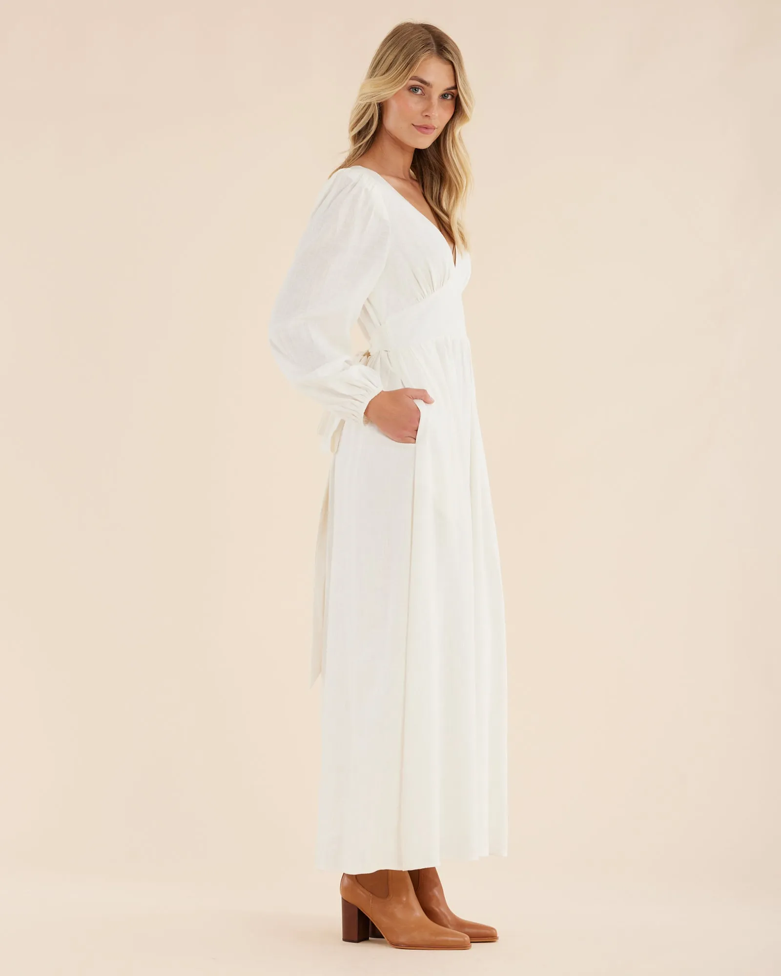 Chelsea V Neck Maxi Dress - Ivory