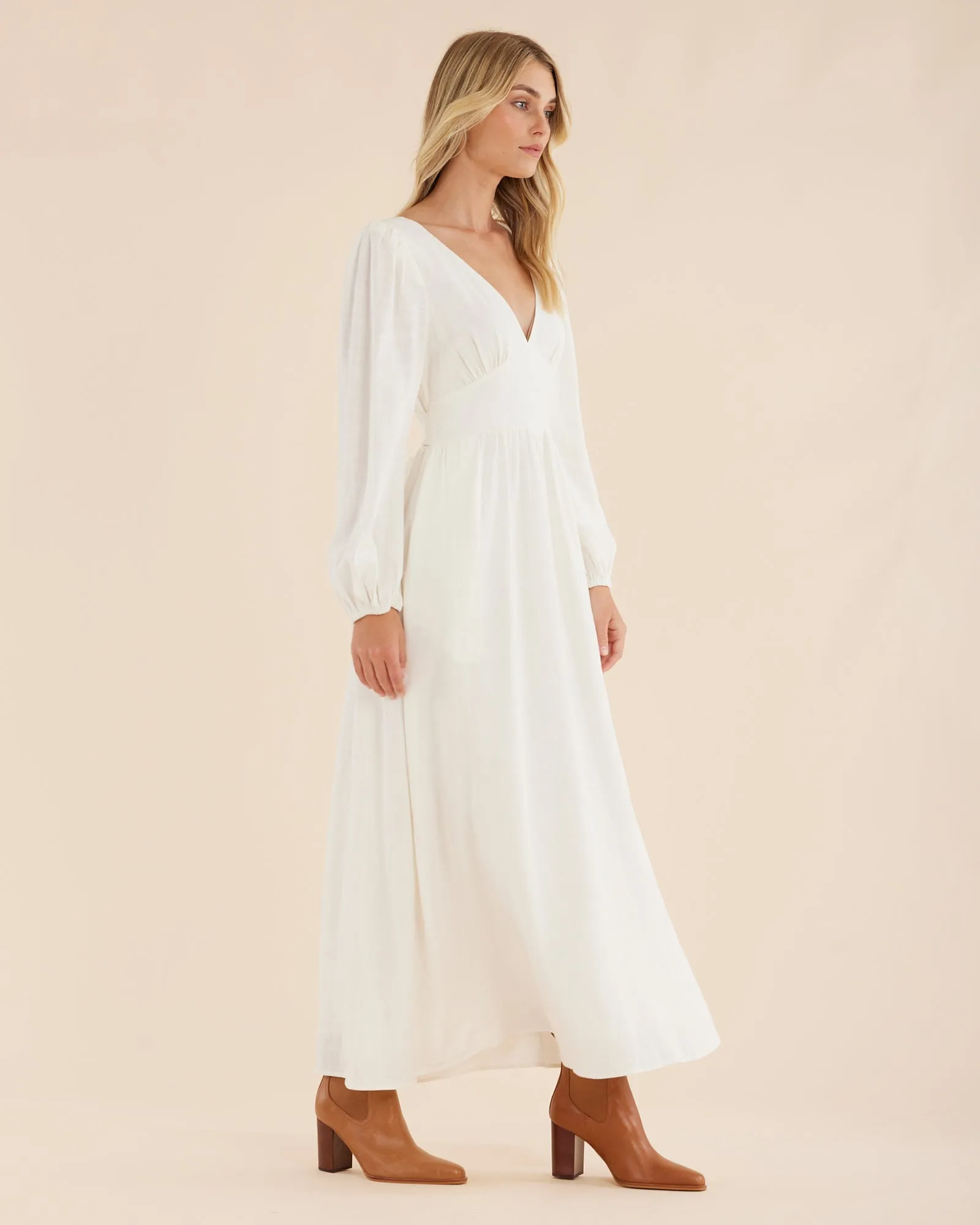 Chelsea V Neck Maxi Dress - Ivory