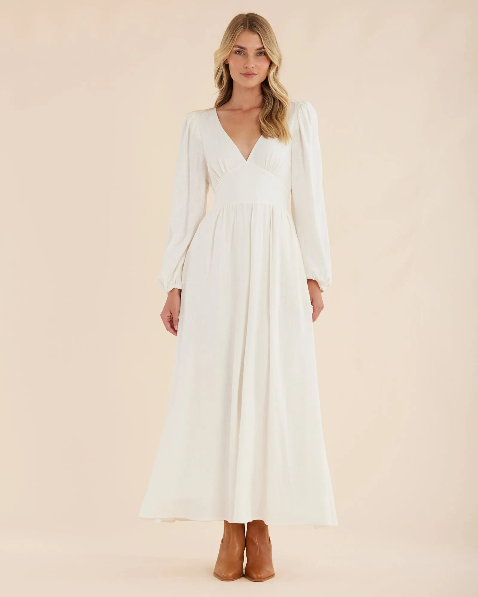 Chelsea V Neck Maxi Dress - Ivory
