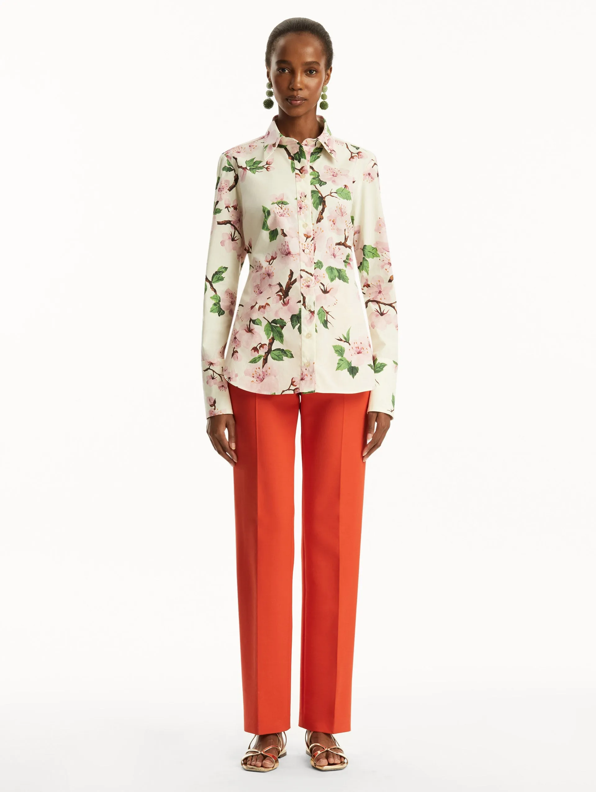 Cherry Blossom Cotton Poplin Blouse
