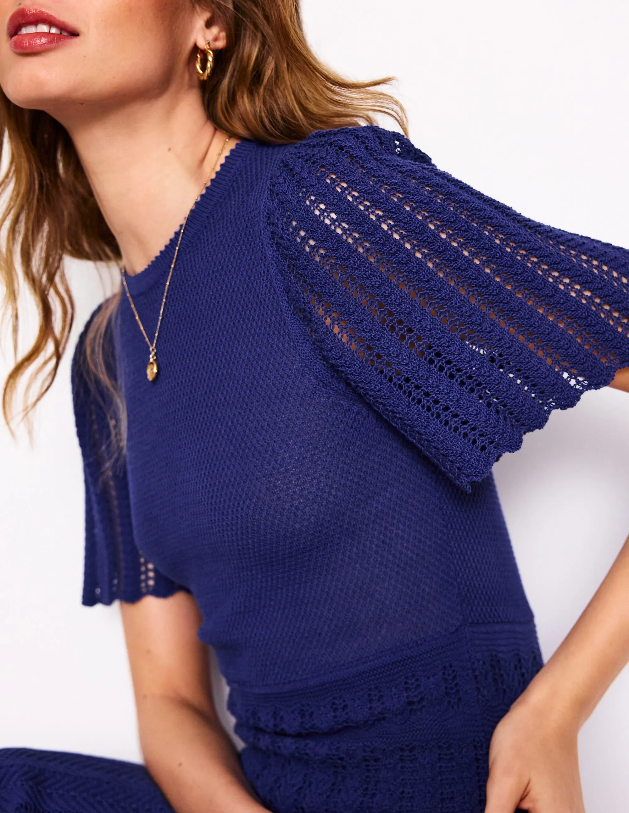 Cotton Stitch Crew Dress-Twilight Blue