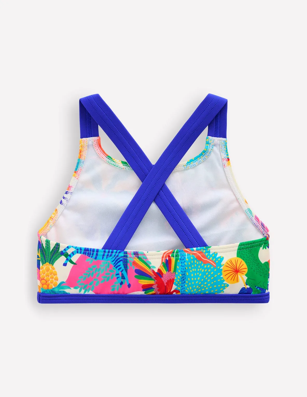 Cross-back Bikini Top-Soft Ivory Multi Jungle