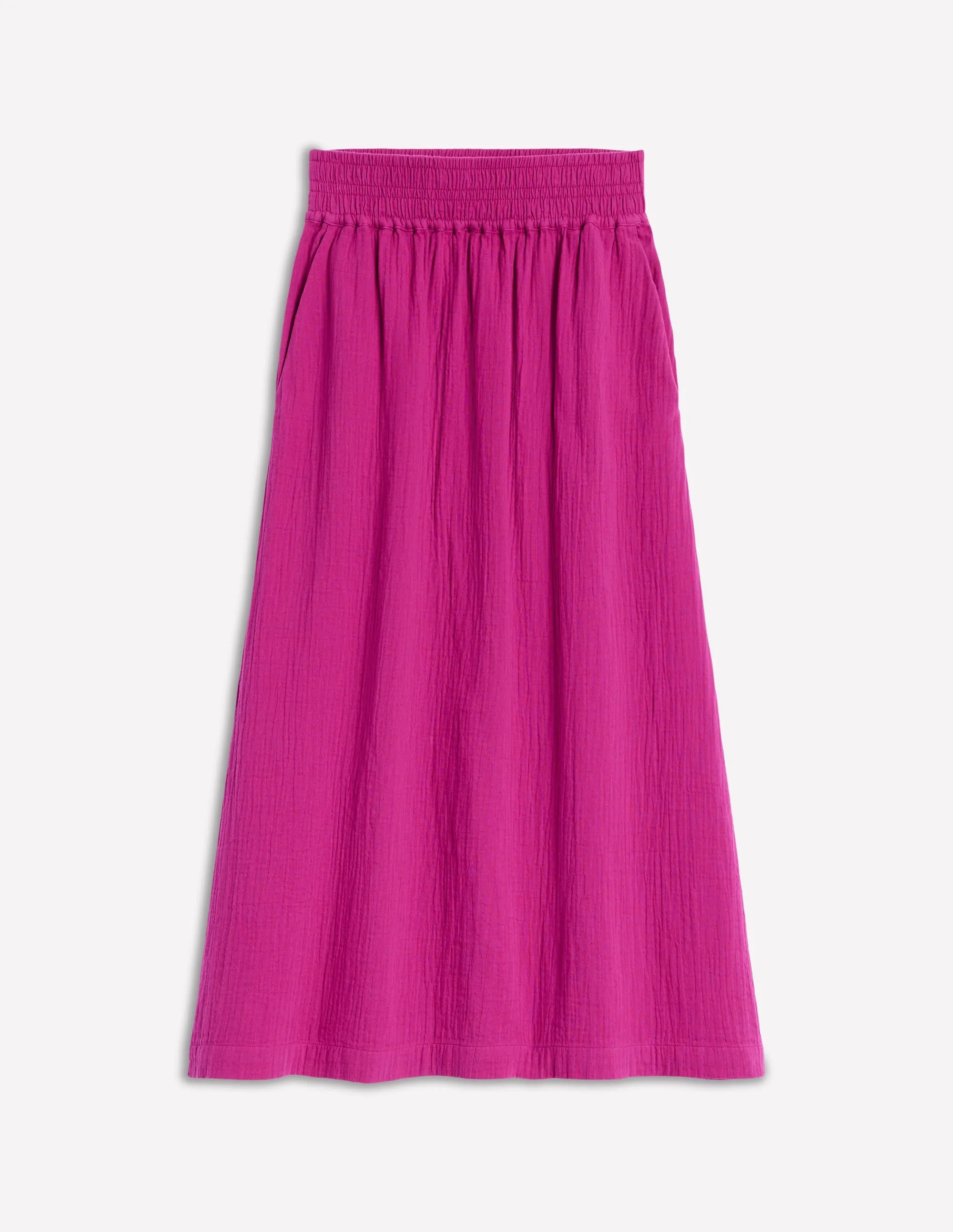 Double Cloth Smocked Skirt-Fuchsia
