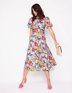Empire Linen Tea Dress-Multi. Wildflower Trail