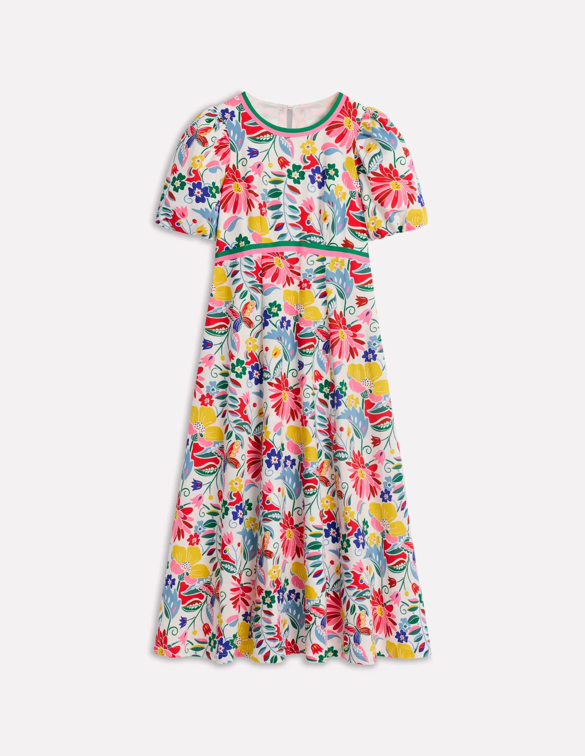 Empire Linen Tea Dress-Multi. Wildflower Trail