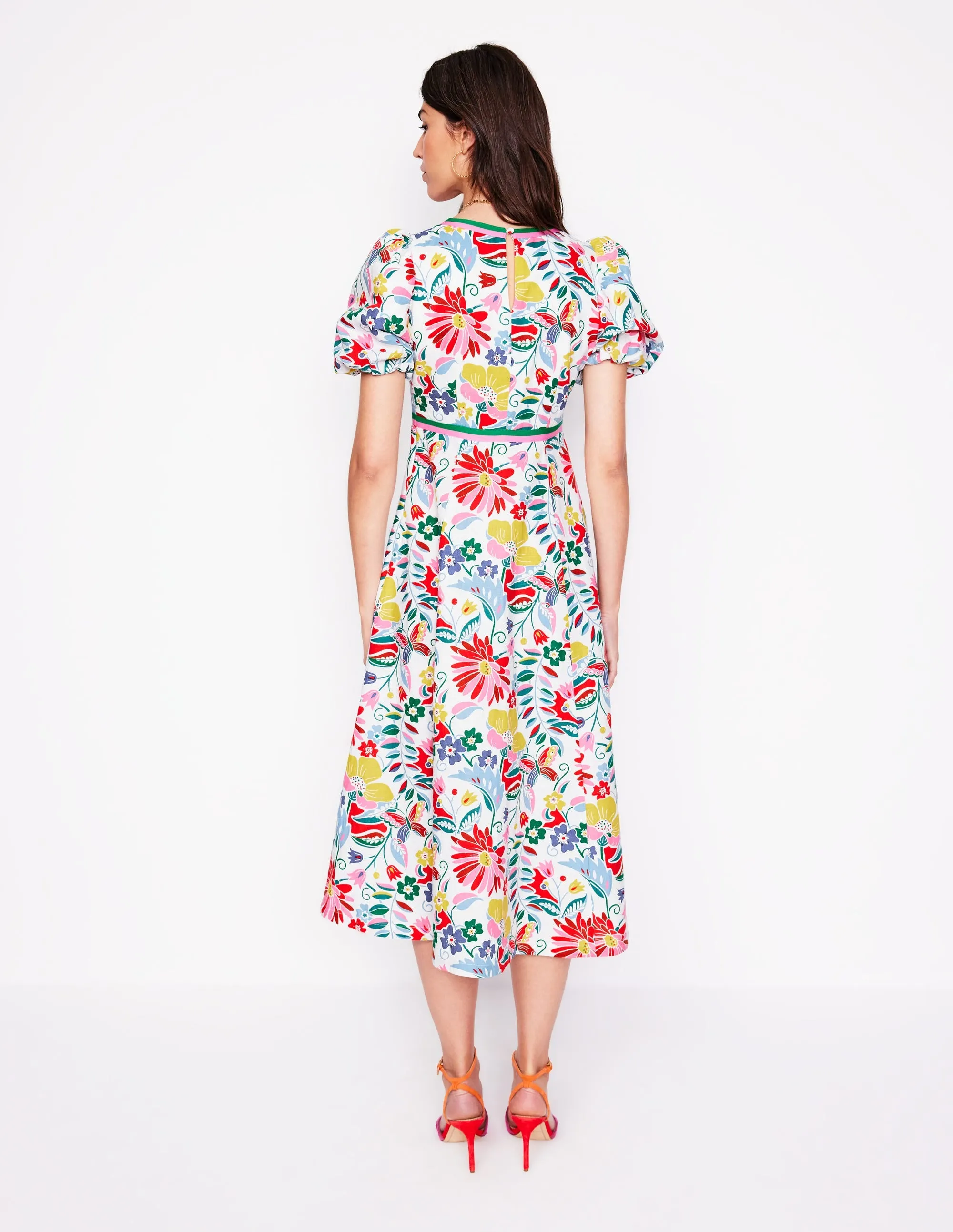 Empire Linen Tea Dress-Multi. Wildflower Trail