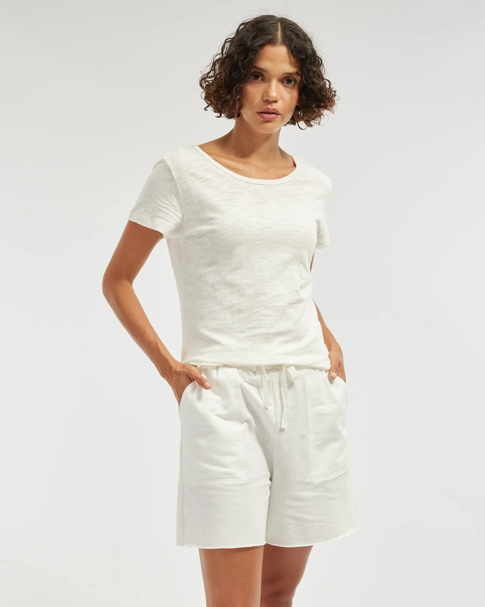 Fallon Rounded Hem Tee - White