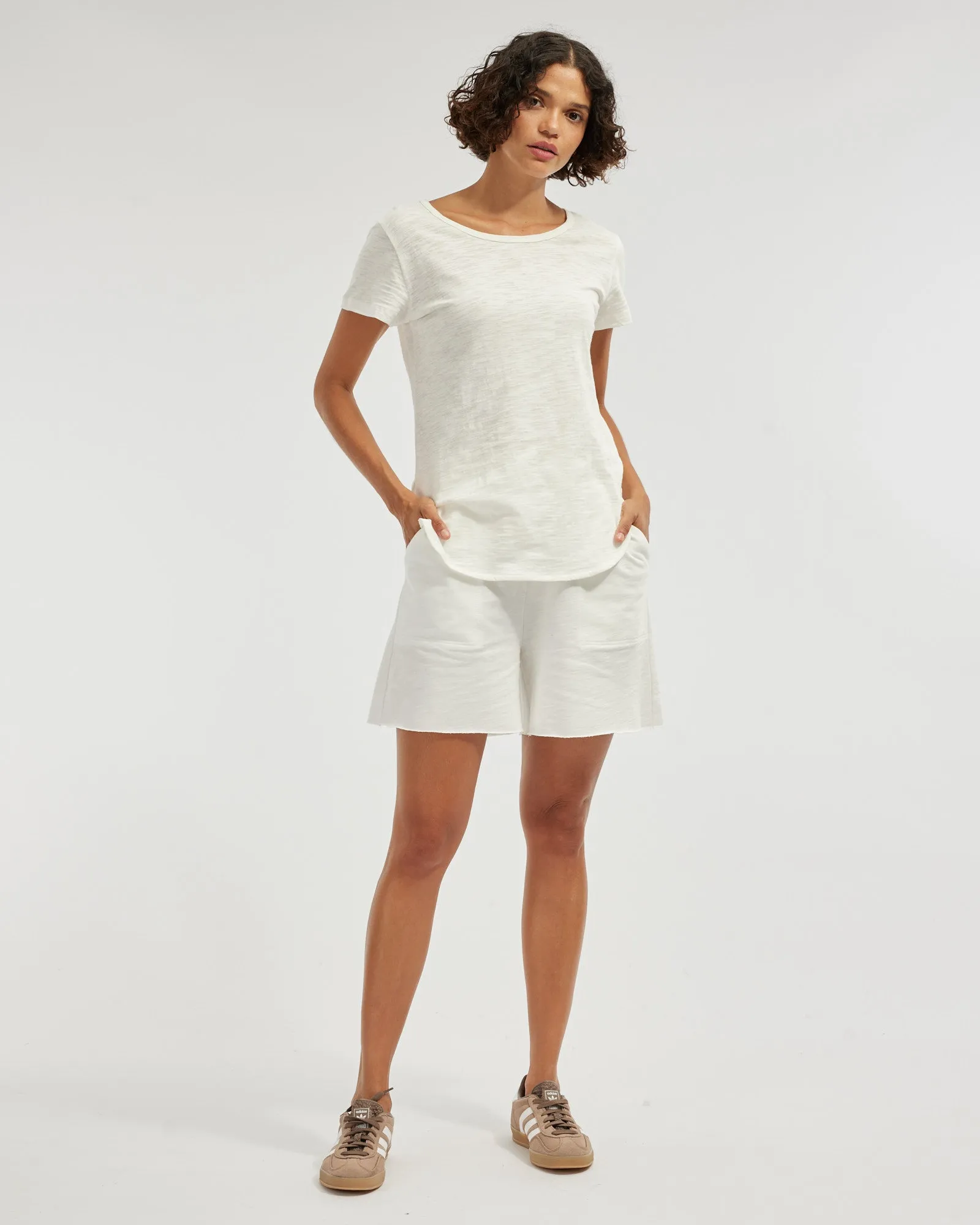 Fallon Rounded Hem Tee - White