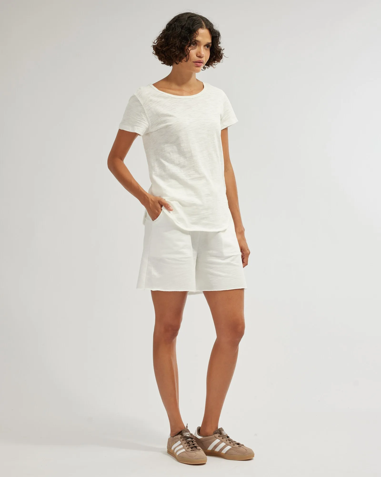 Fallon Rounded Hem Tee - White