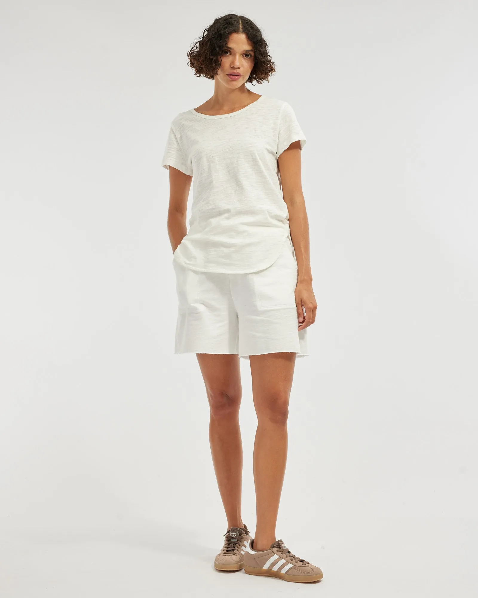Fallon Rounded Hem Tee - White