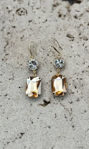 Fleur 2 Drop Hook Earrings - Champagne