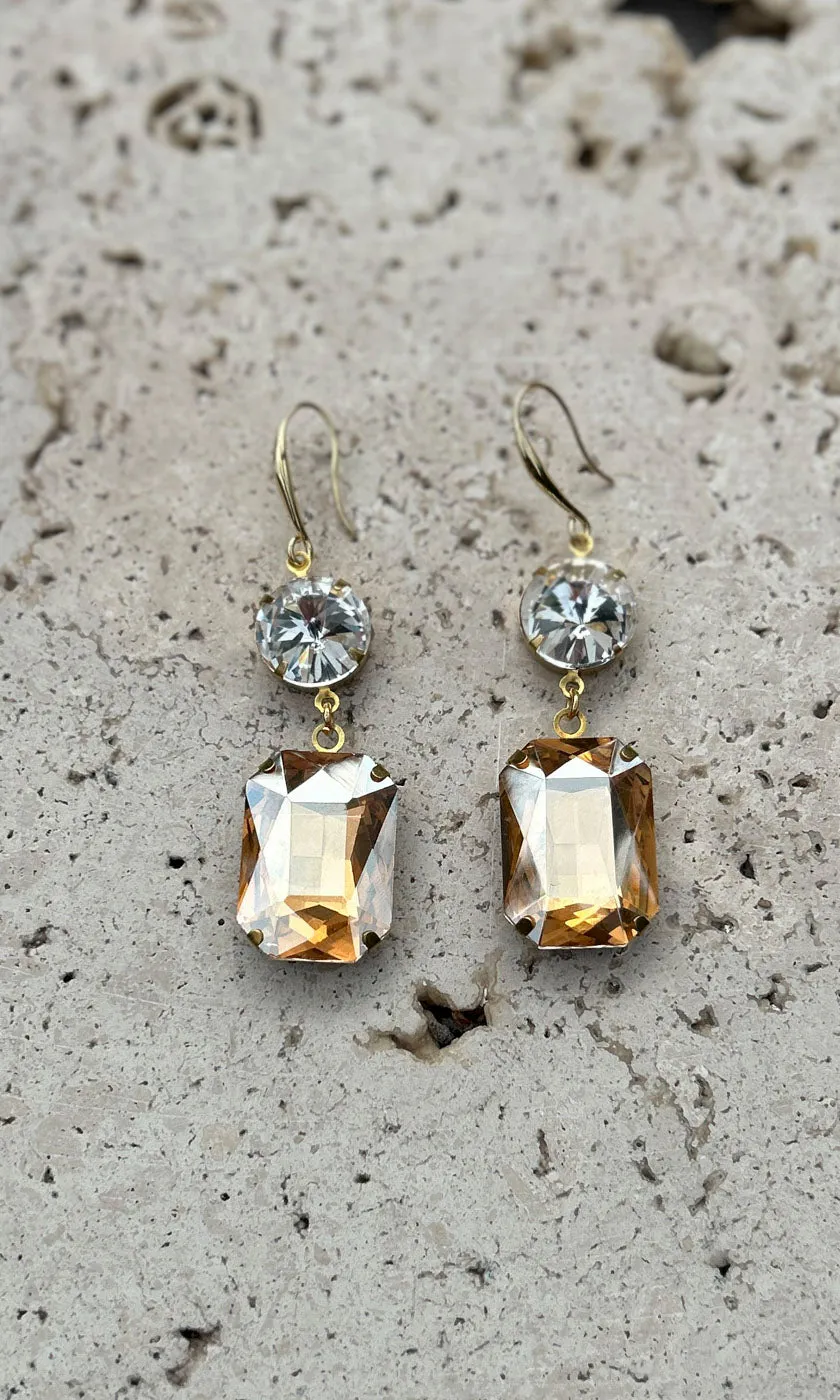 Fleur 2 Drop Hook Earrings - Champagne