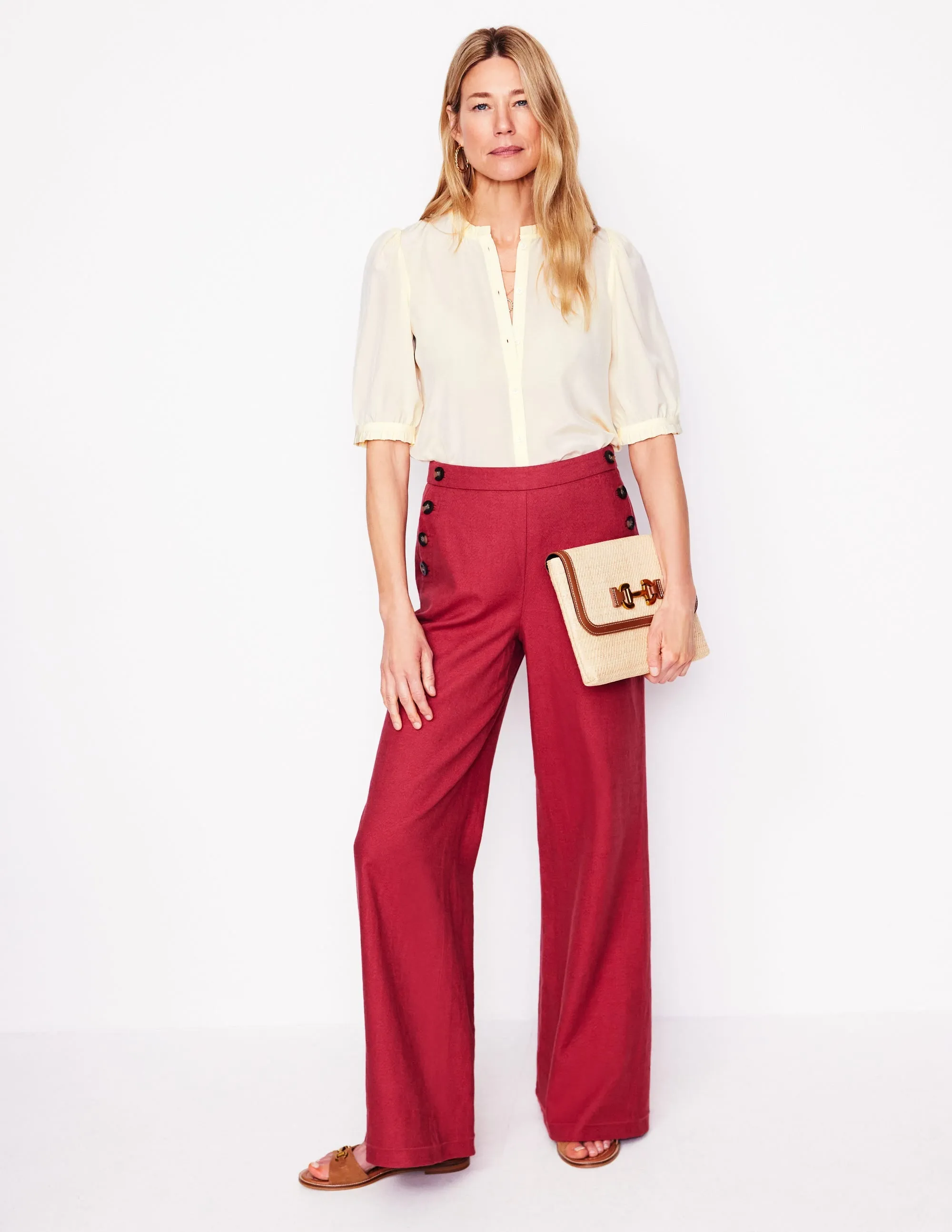 Frill Detail Silk Top-Ivory