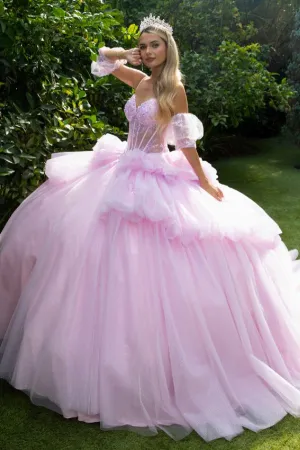 Glitter Quinceanera Dress Long Ball Gown