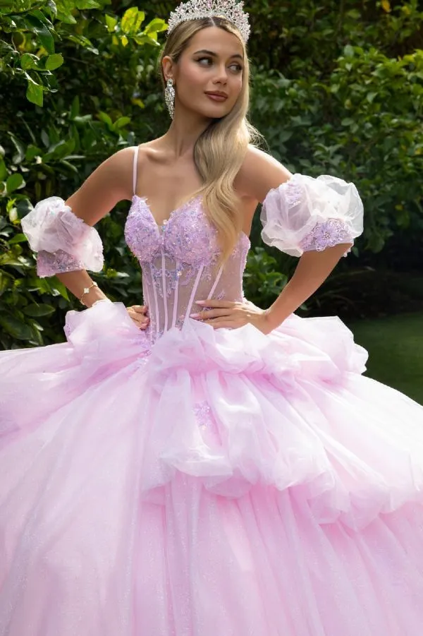 Glitter Quinceanera Dress Long Ball Gown