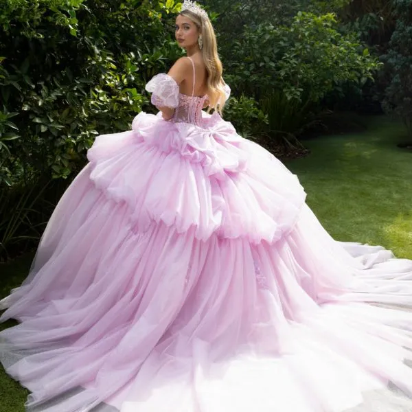Glitter Quinceanera Dress Long Ball Gown