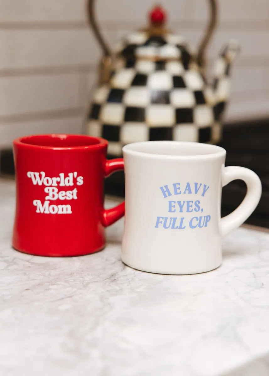 Heavy Eyes. Full Cup Diner Mug