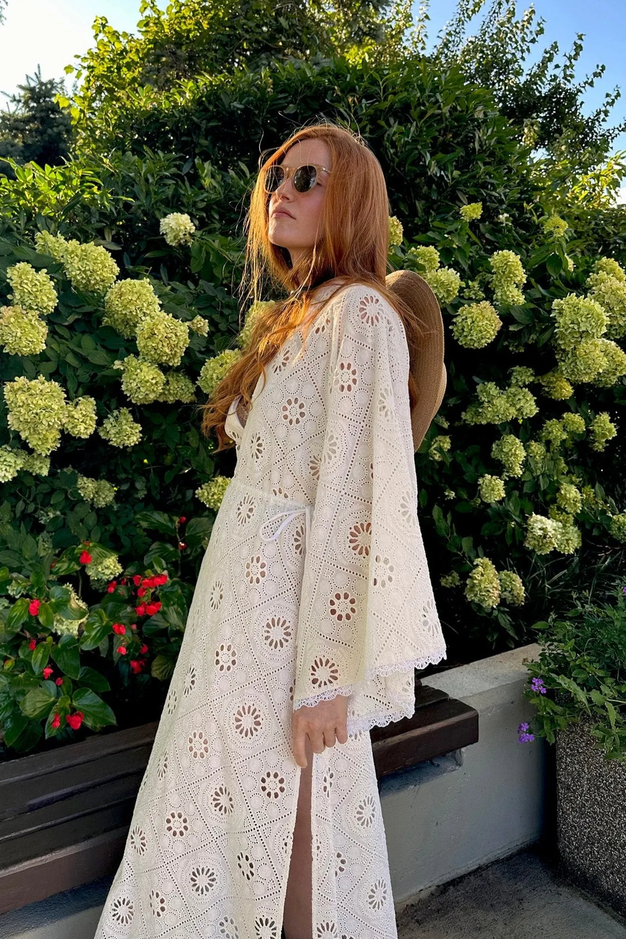 Ieva Diamond Eyelet Embroidered Caftan