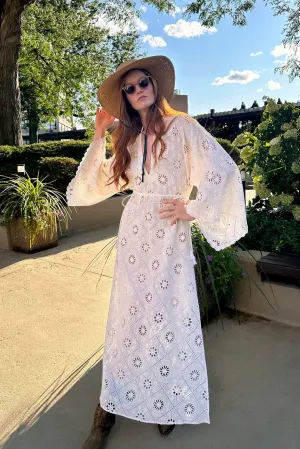 Ieva Diamond Eyelet Embroidered Caftan