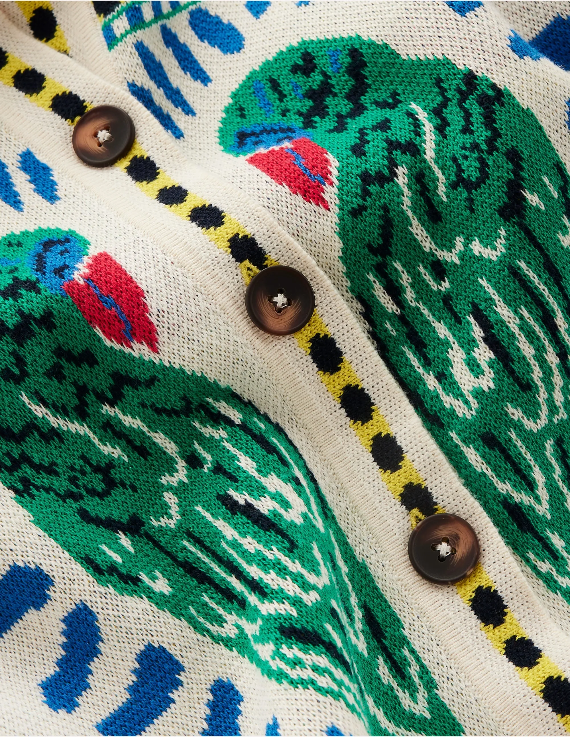 Jacquard Knitted Shacket-Warm Ivory. Tropical Bonanza