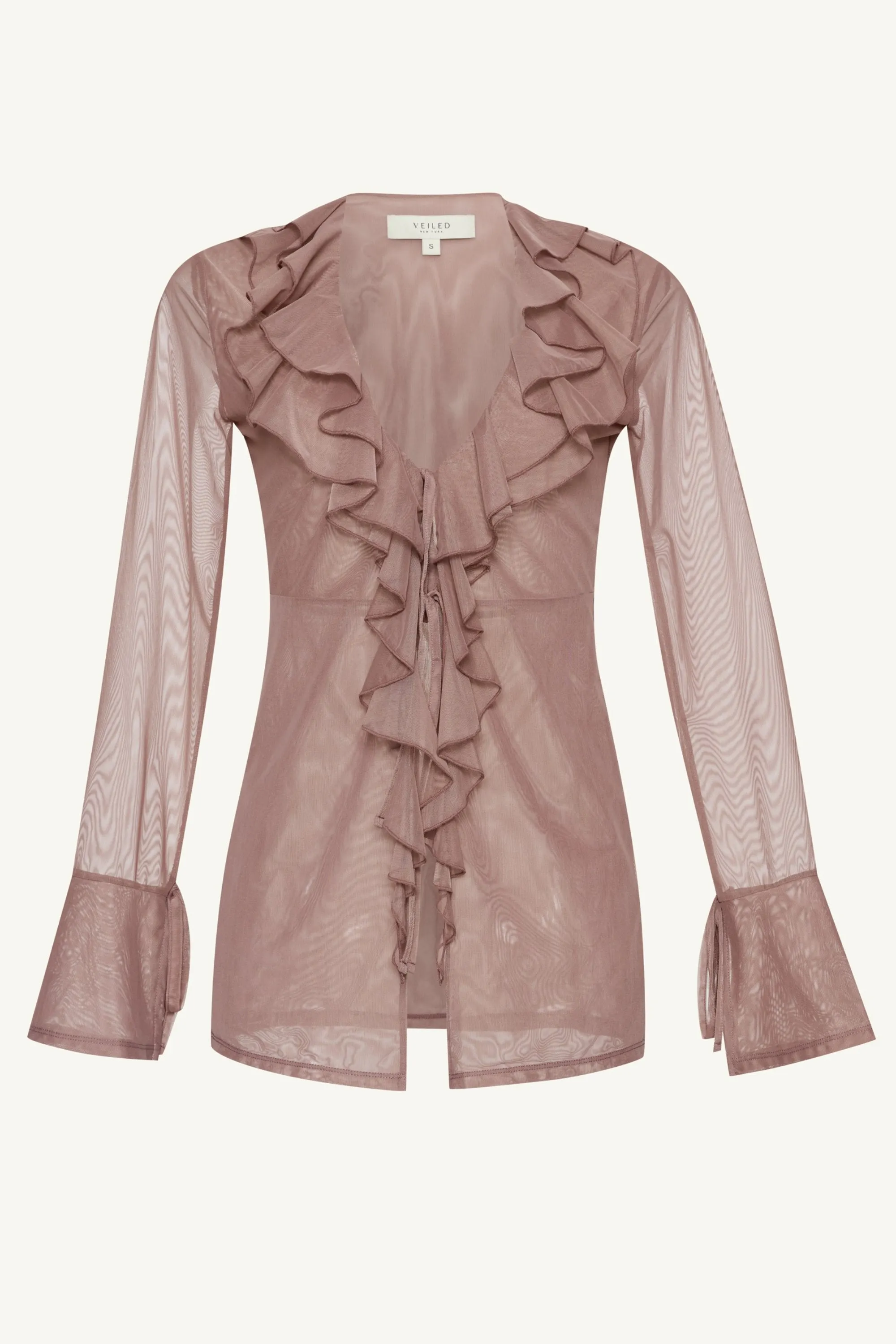 Jida Ruffle Tie Front Top - Twilight Mauve