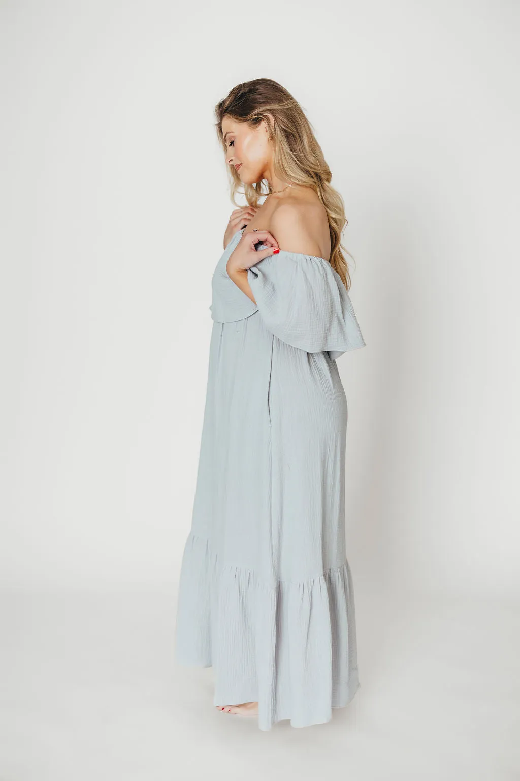 Josie 100% Cotton Maxi Dress in Cloud - Bump & Nursing Friendly