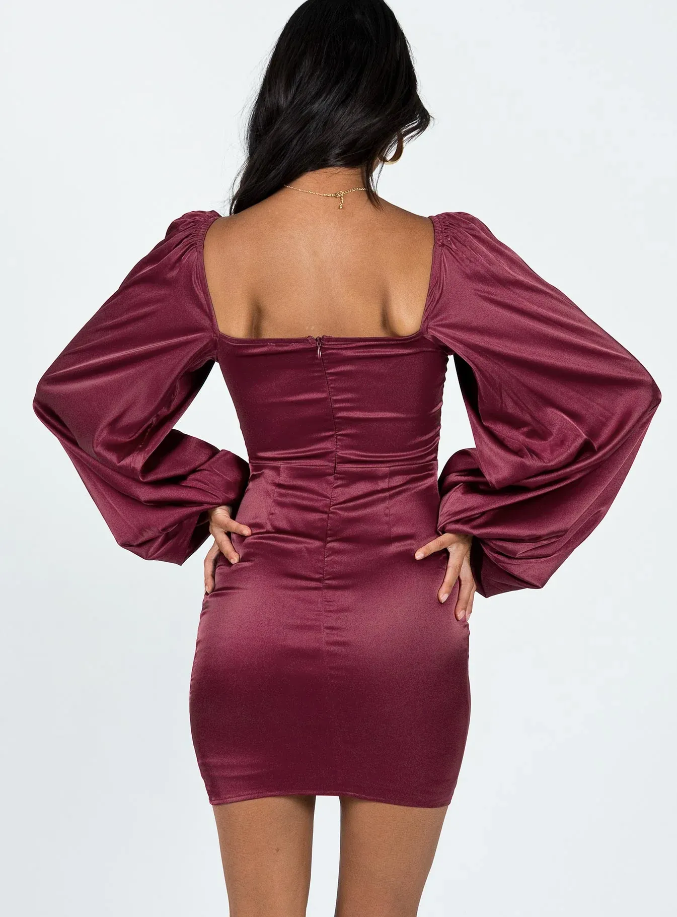 Karuah Long Sleeve Mini Dress Burgundy