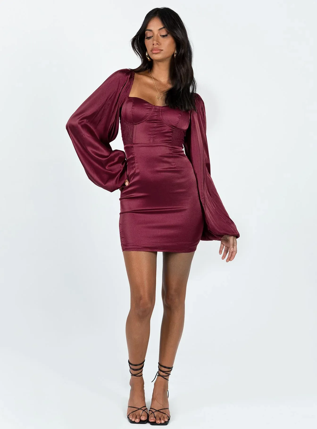 Karuah Long Sleeve Mini Dress Burgundy