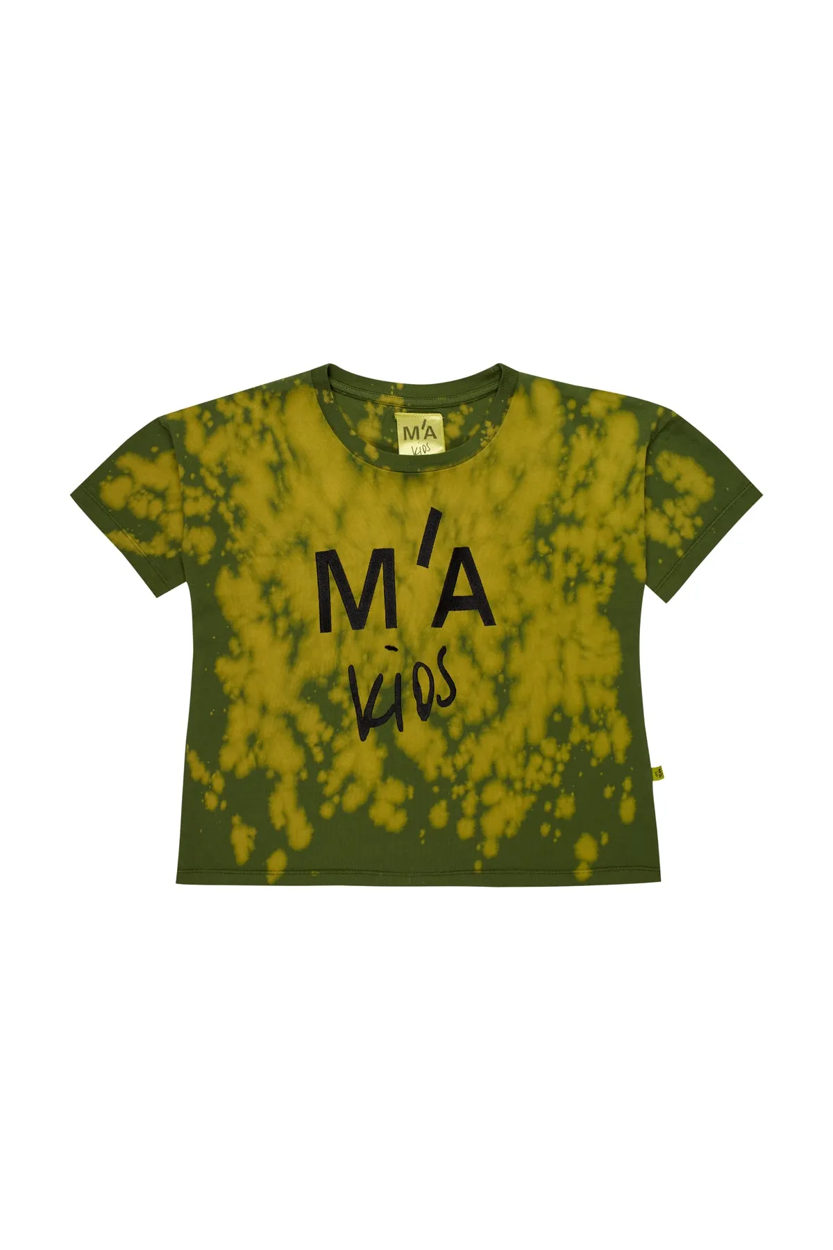 KHAKI AND ORANGE SPLATTERED LOGO T-SHIRT