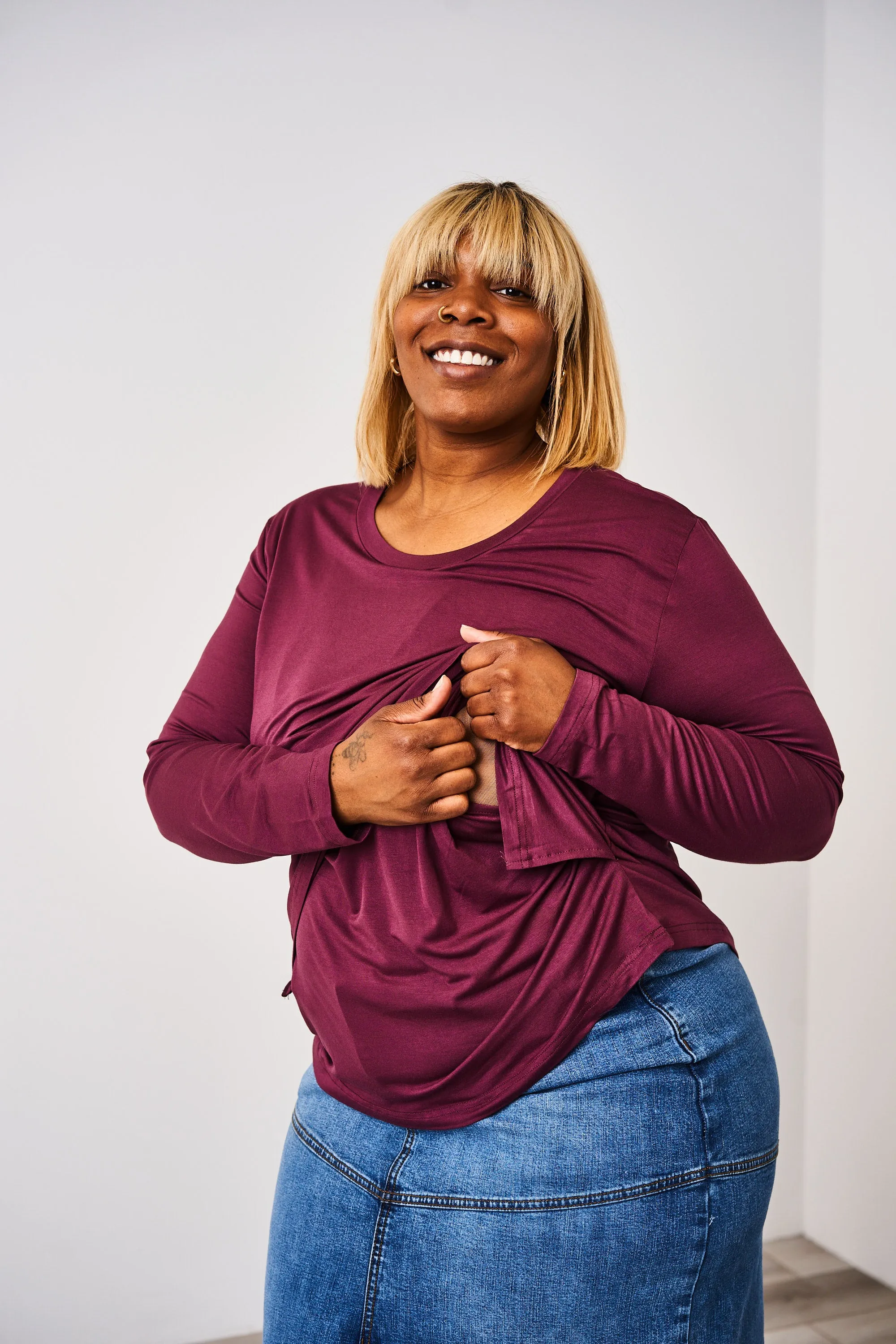 Latched Mama Classic Crewneck Long Sleeve Nursing Top - Final Sale