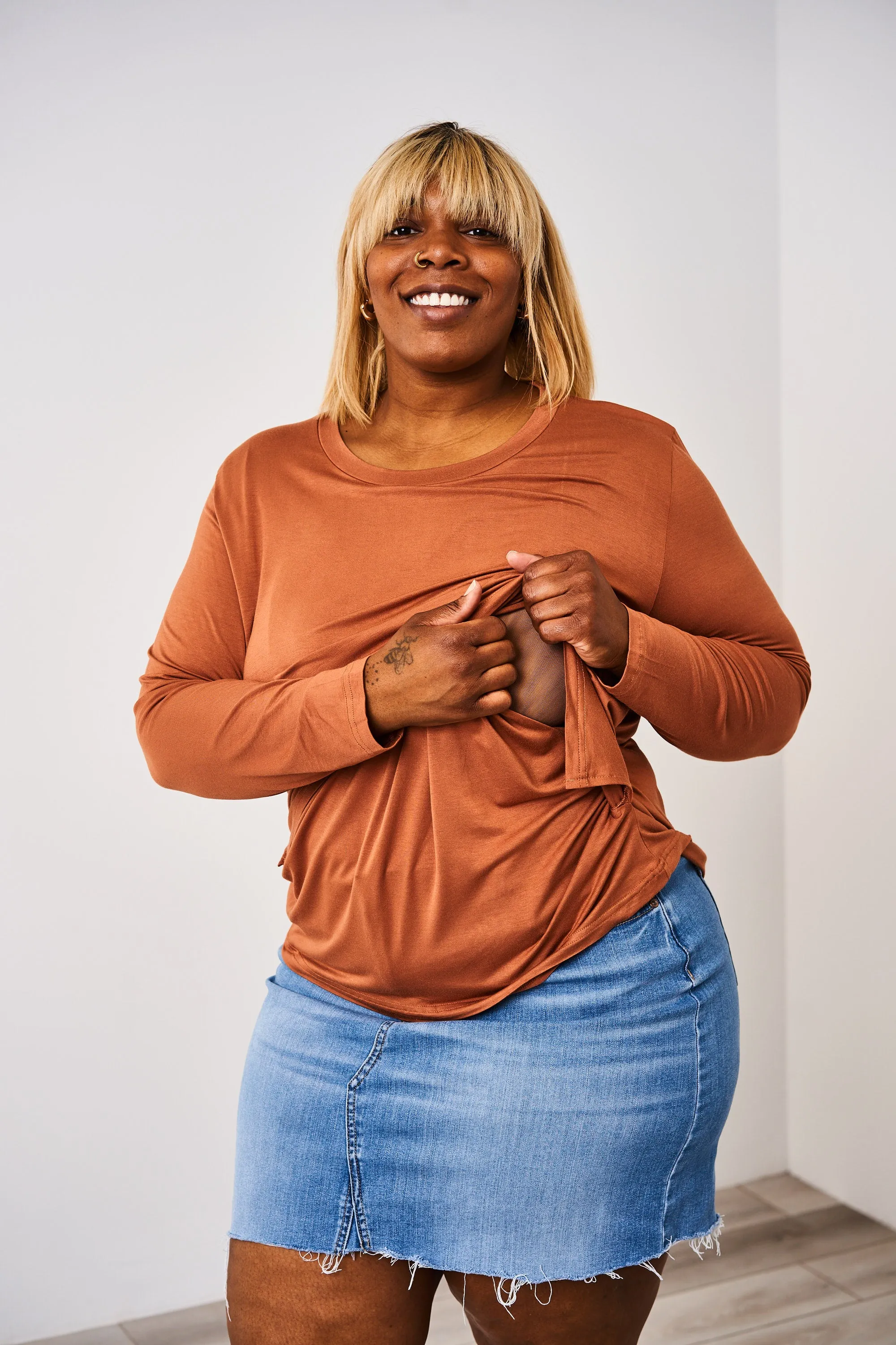 Latched Mama Classic Crewneck Long Sleeve Nursing Top - Final Sale