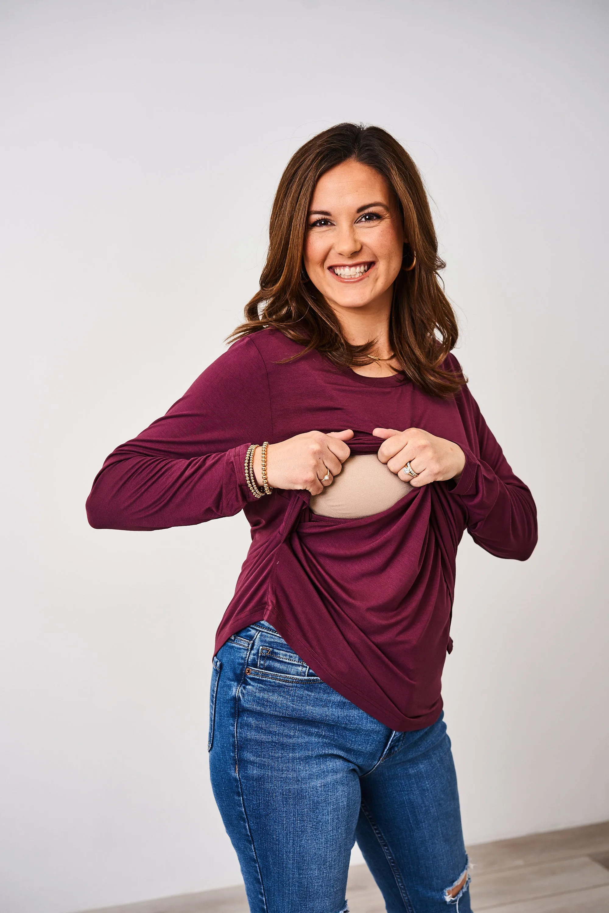 Latched Mama Classic Crewneck Long Sleeve Nursing Top - Final Sale