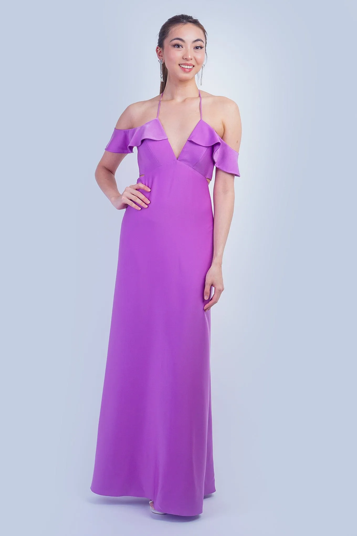 Light Purple Off Shoulder Ruffle Kai Gown