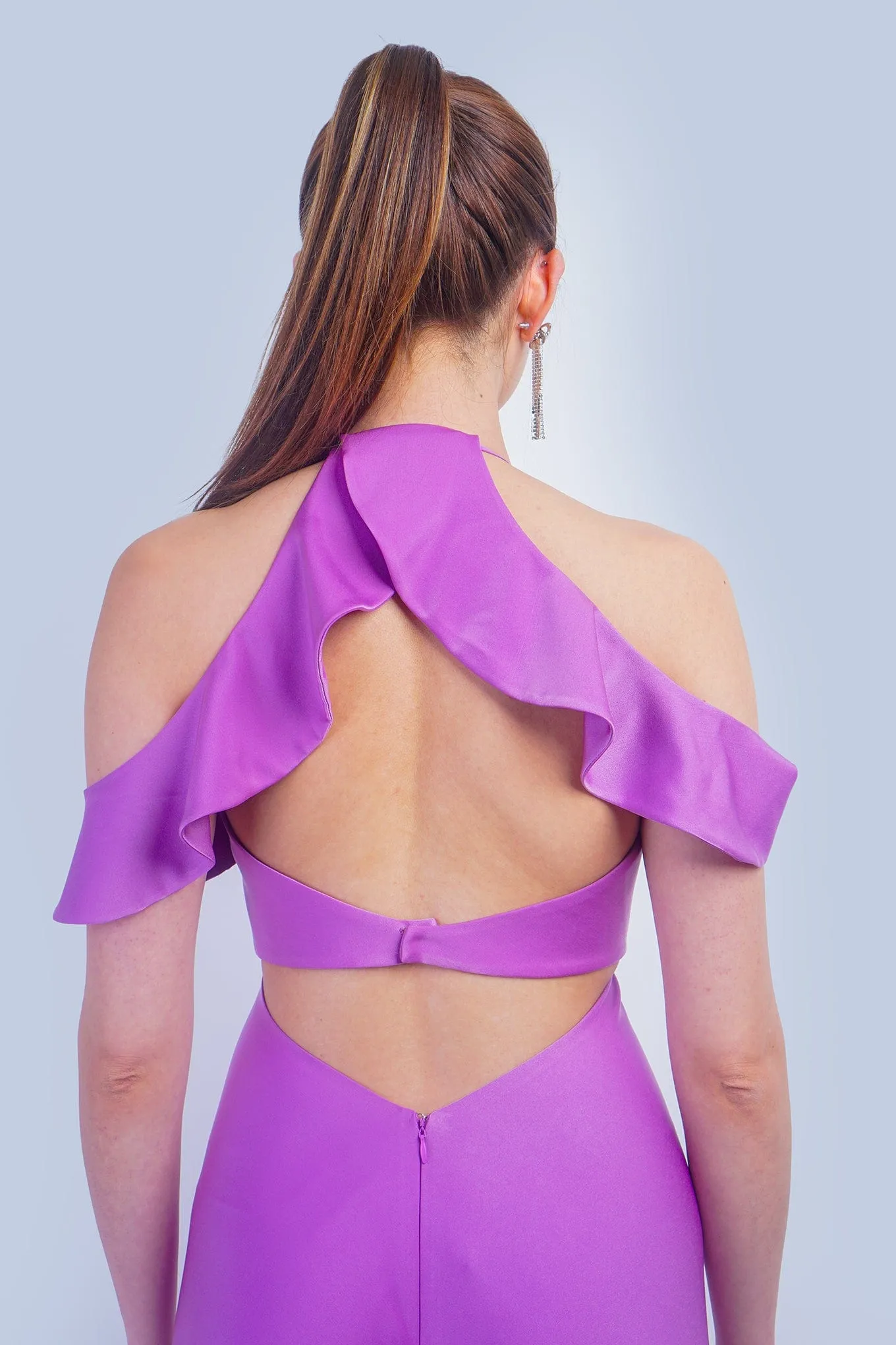 Light Purple Off Shoulder Ruffle Kai Gown