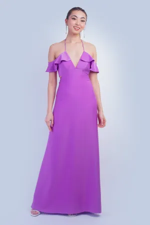Light Purple Off Shoulder Ruffle Kai Gown