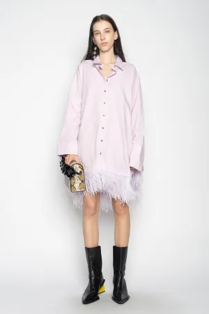 LILAC FEATHER HEM SHIRT DRESS