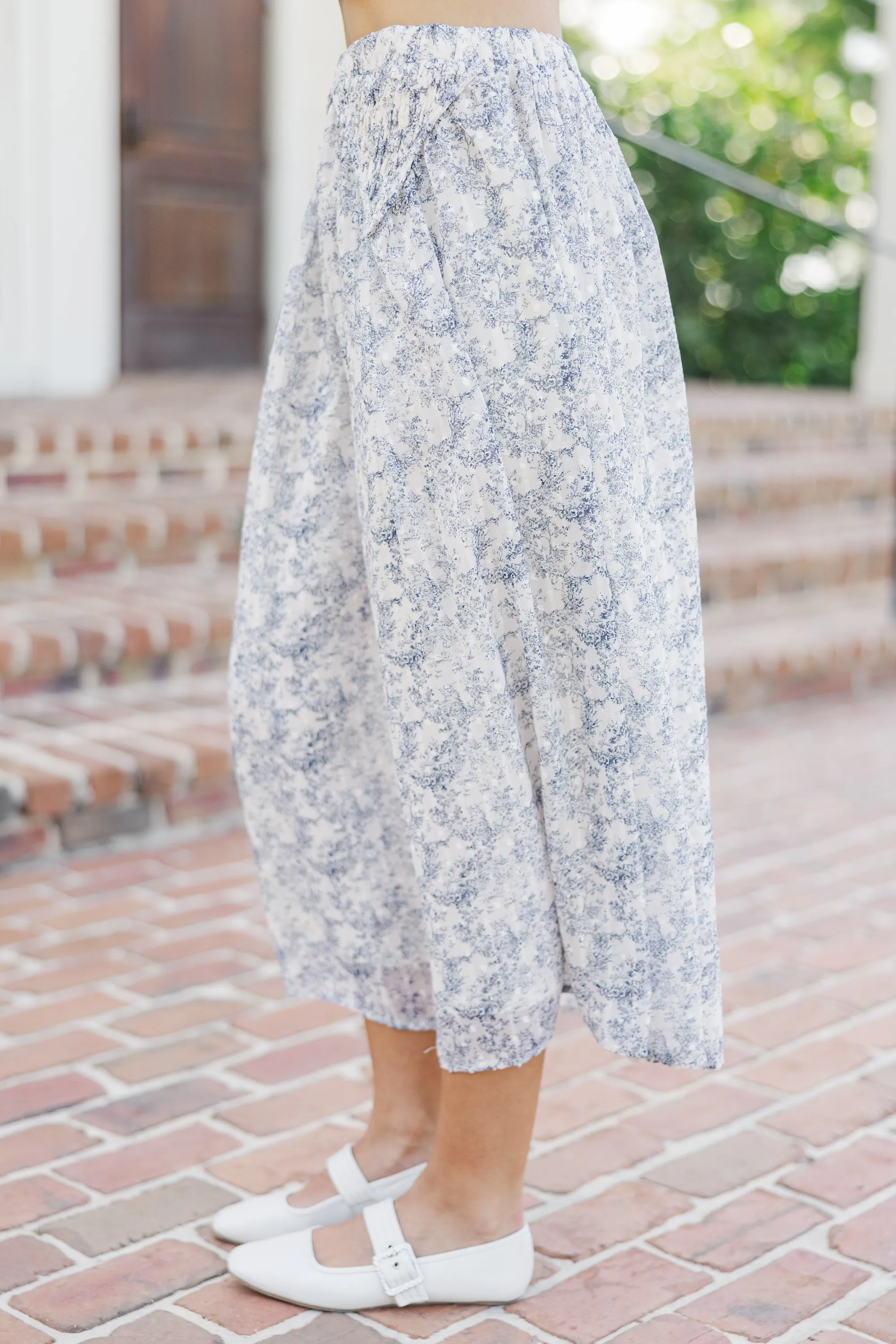 Living Well Navy Blue Ditsy Floral Midi Skirt