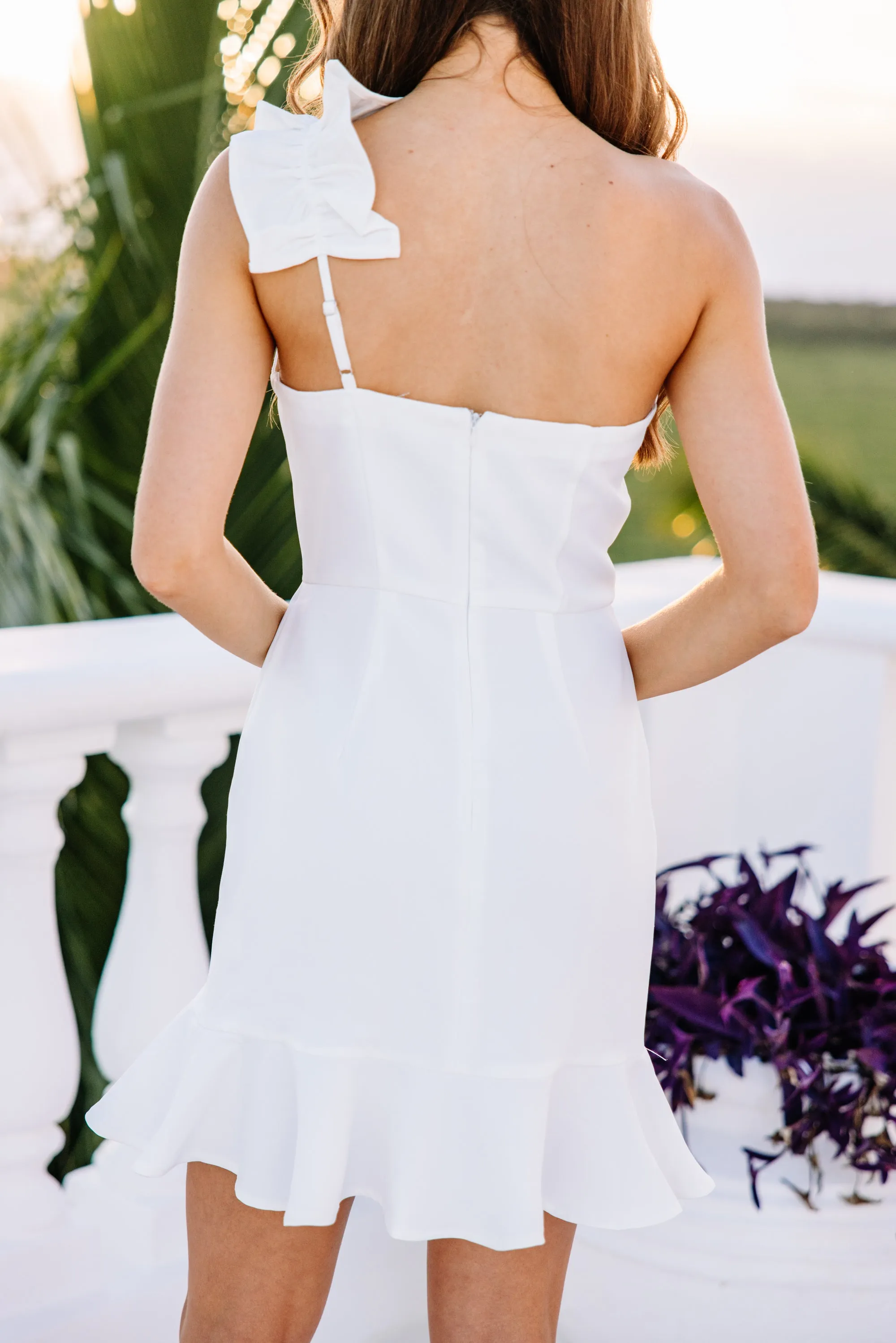 Lots To Love White Ruffled One Shoulder Dress
