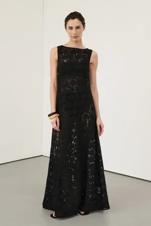 LOULA BLACK LACE MIDI DRESS