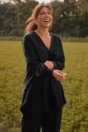Maggie Tencel Tunic Top in Black
