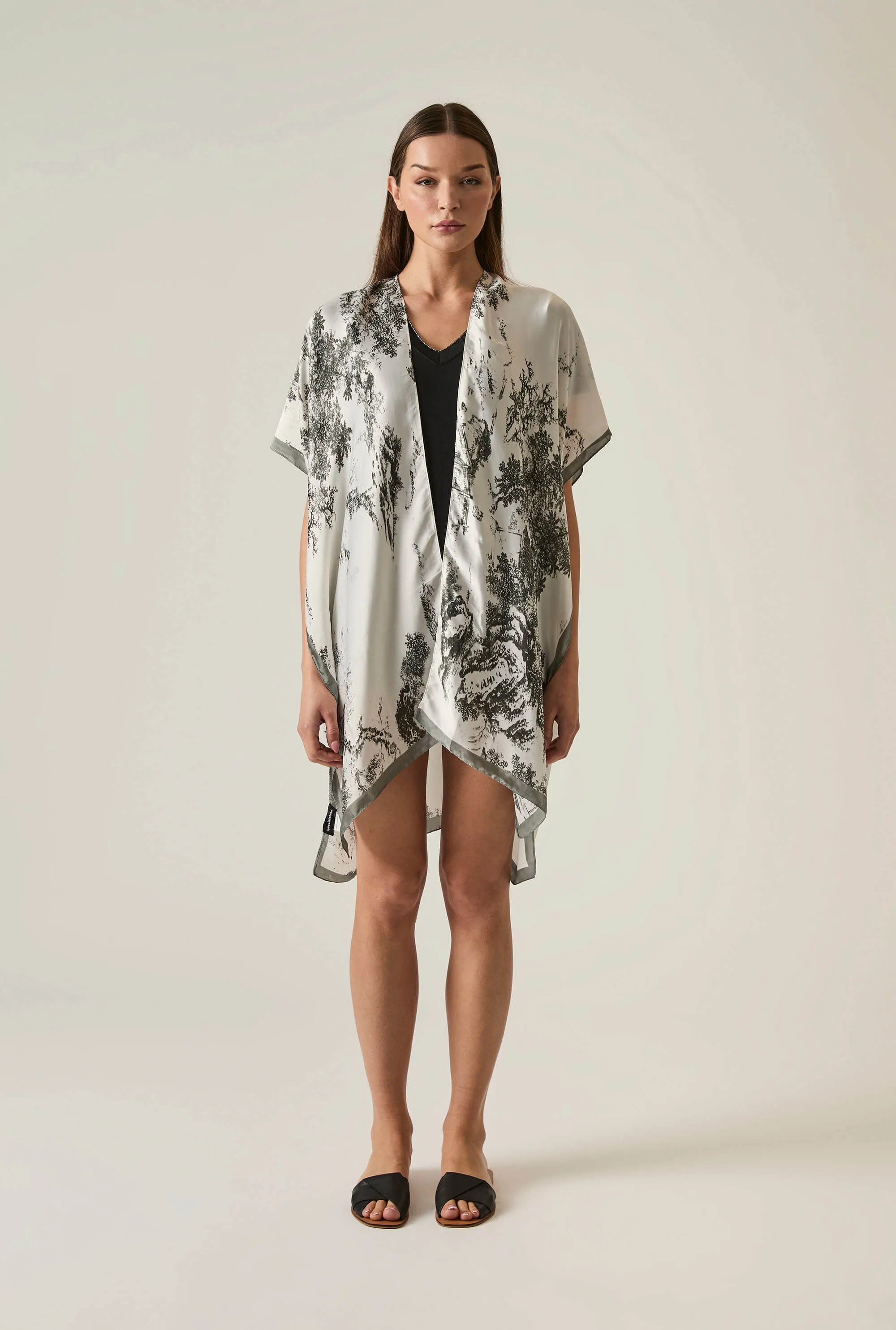 Marble Print Black-White Kaftan