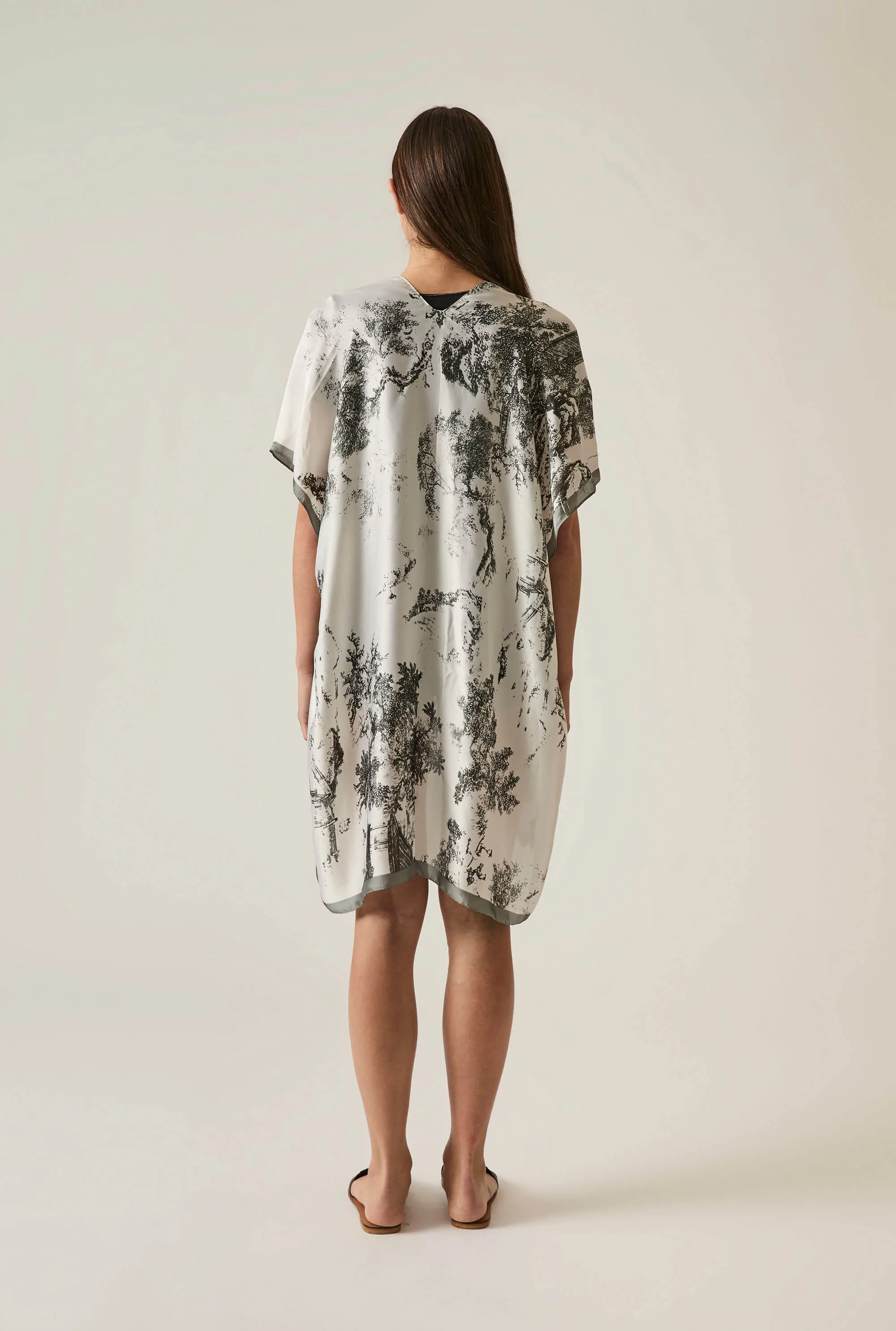 Marble Print Black-White Kaftan