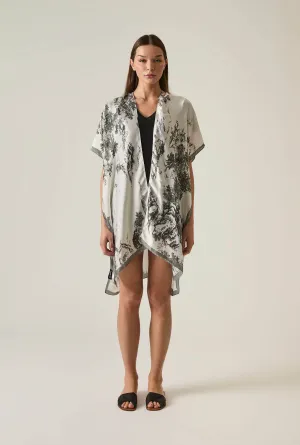 Marble Print Black-White Kaftan