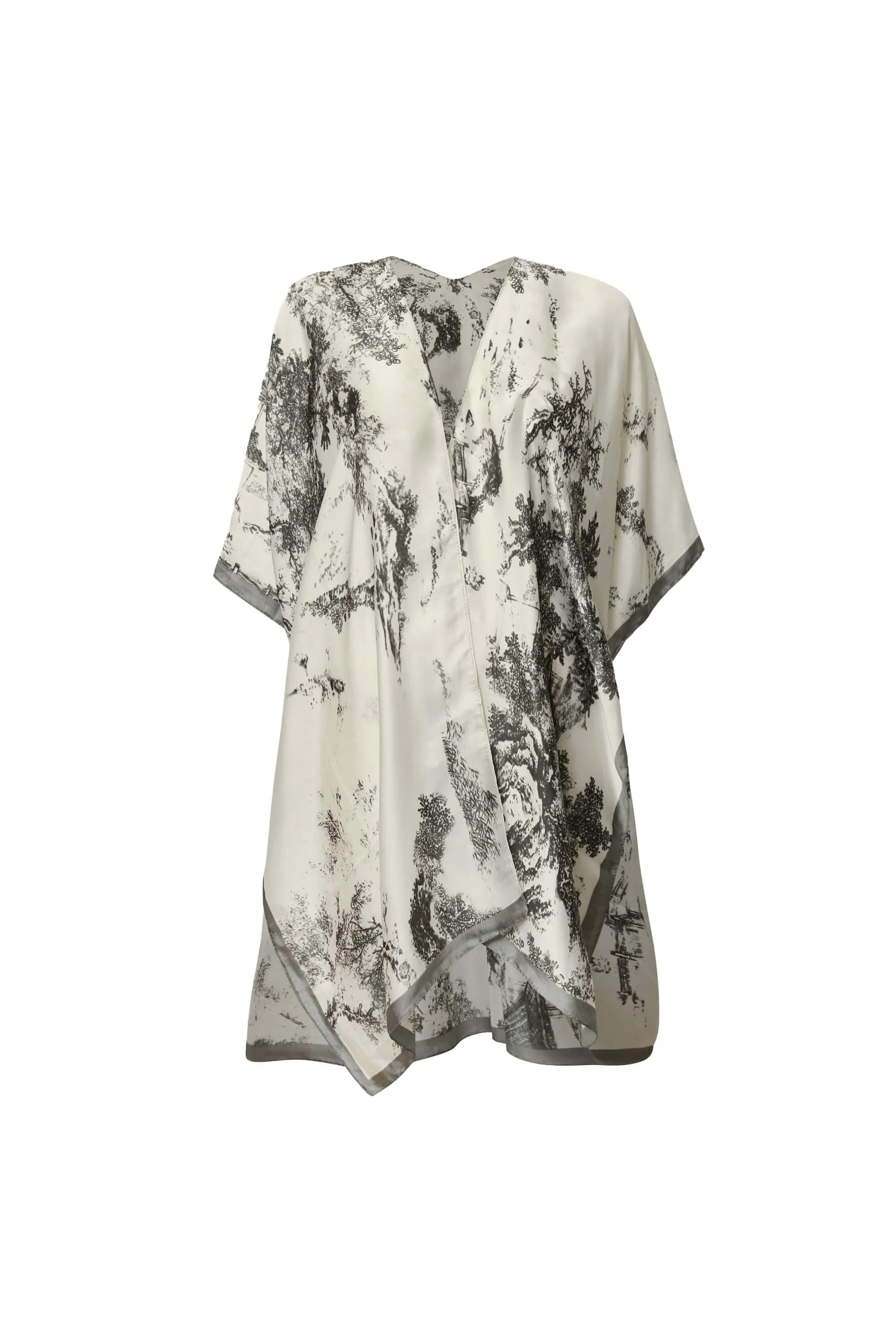 Marble Print Black-White Kaftan