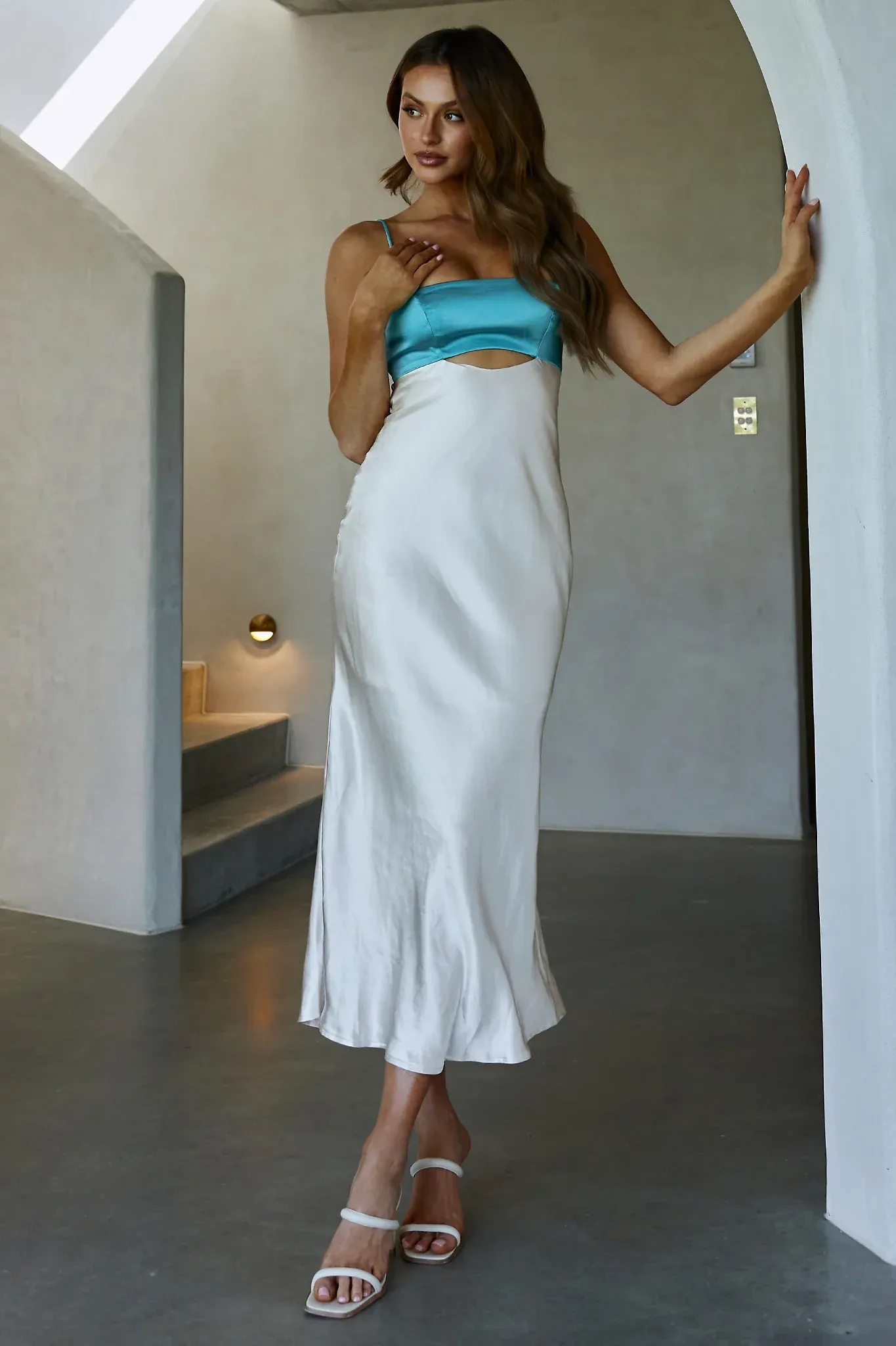 Mariana Cut-Out Bust Midi Dress Turquoise