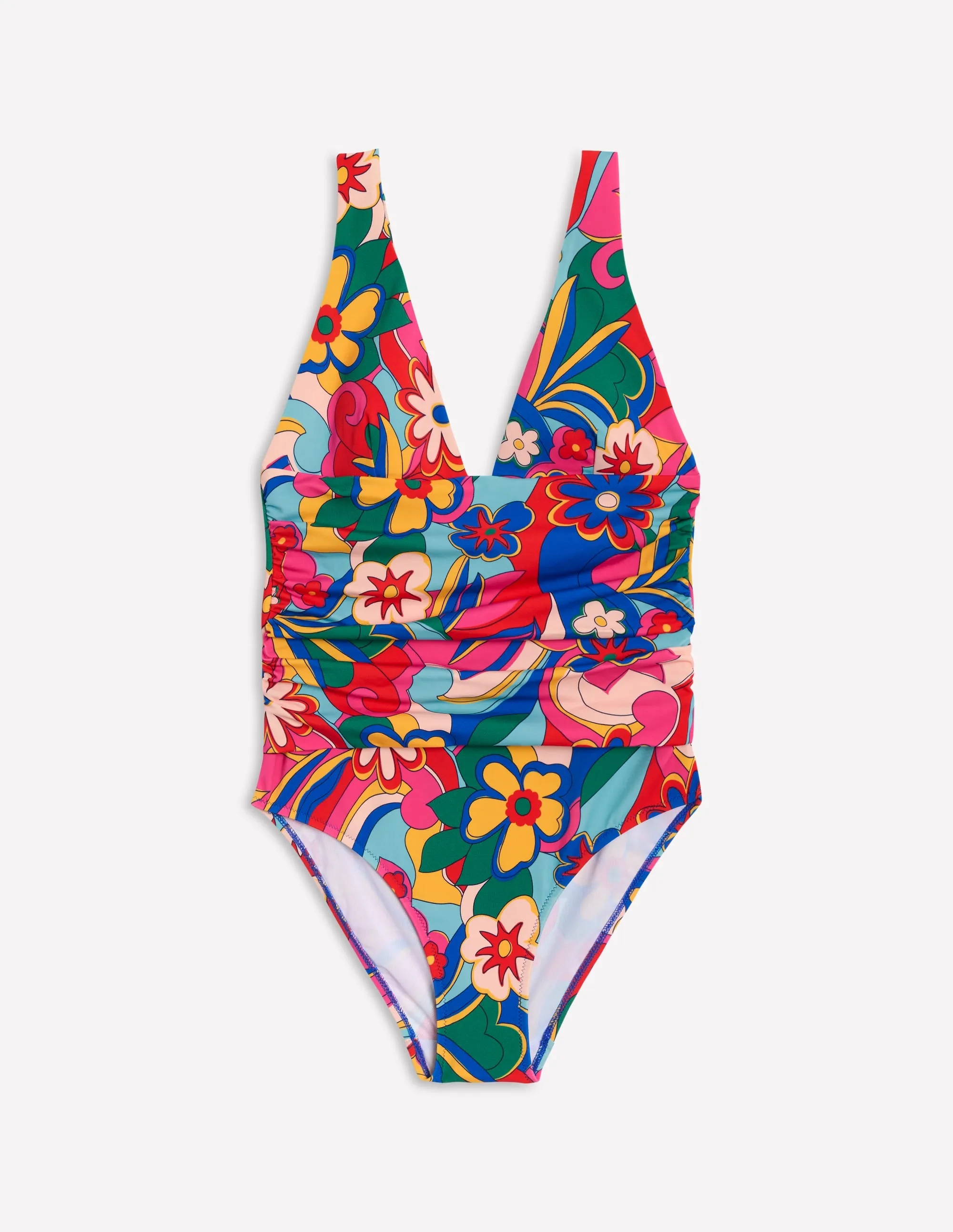 Mykonos Deep V Swimsuit-Multi. Blossomy Pop