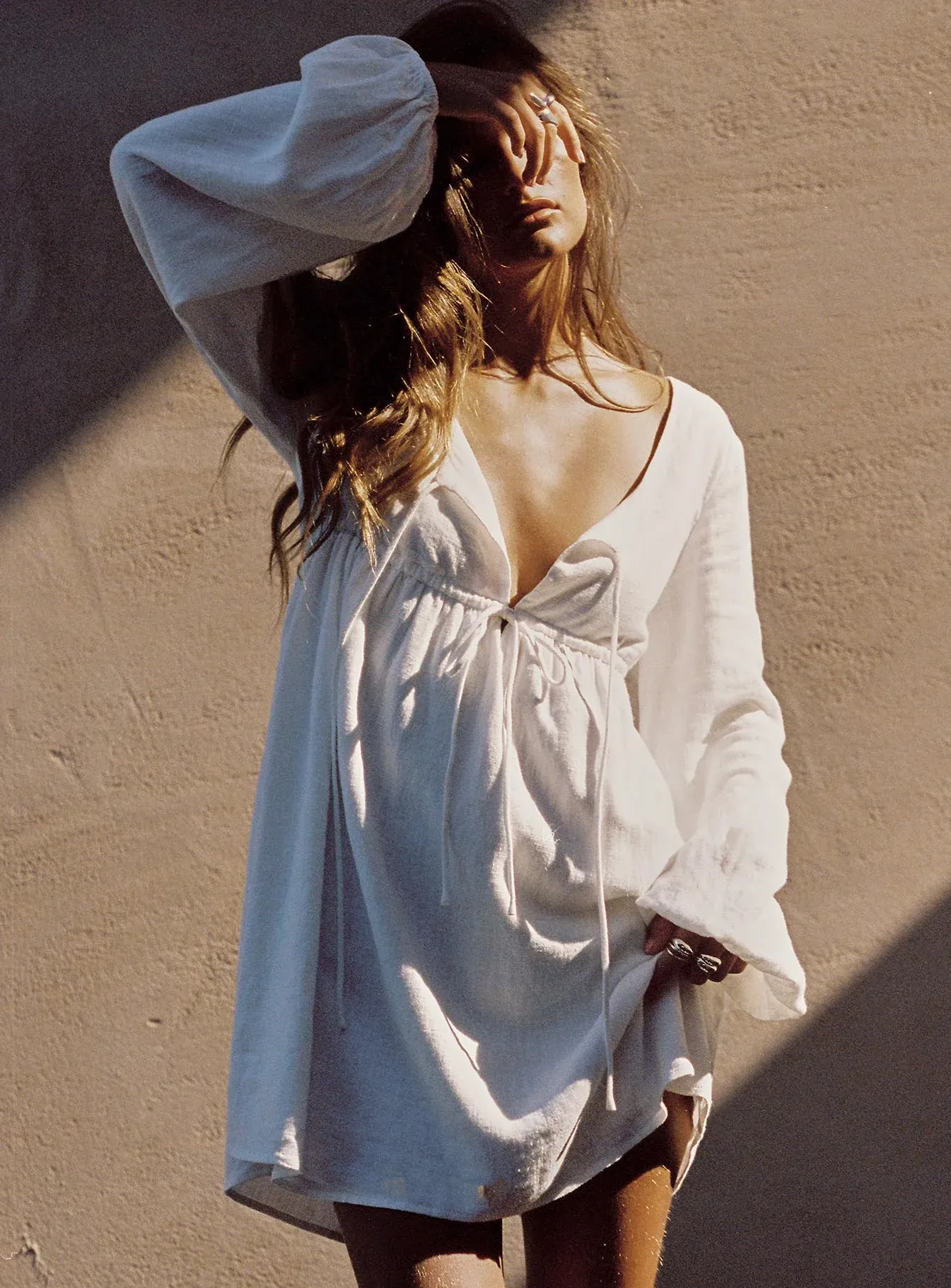 Nena Linen Blend Mini Dress White