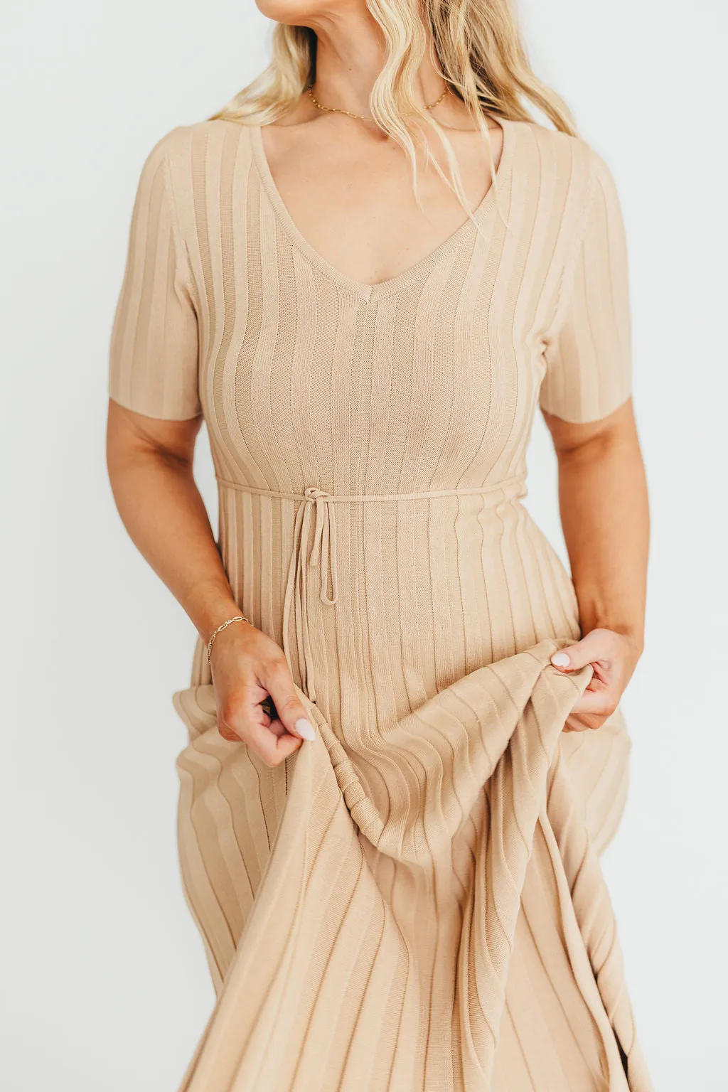 Oakley Ribbed Maxi Dress in Taupe - Bump Friendly