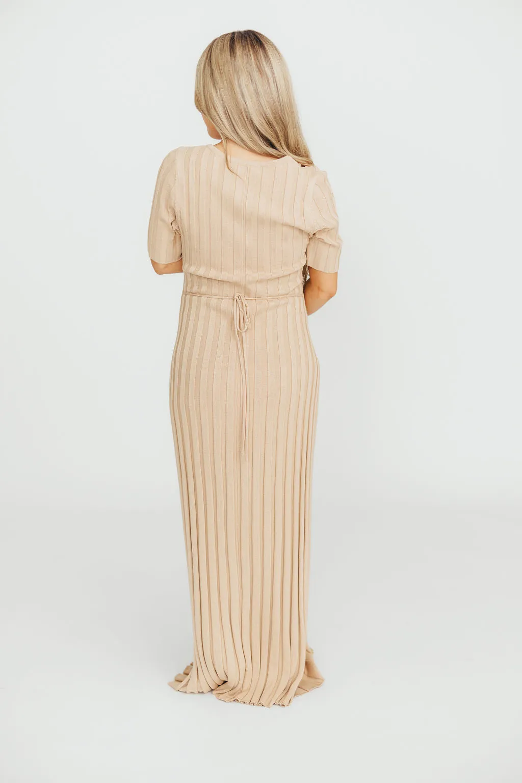 Oakley Ribbed Maxi Dress in Taupe - Bump Friendly